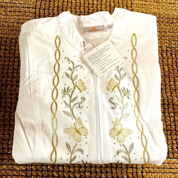 NWT! Quacker Factory White Full Zip Embroidered and Bling Jacket - Picture 10 of 12